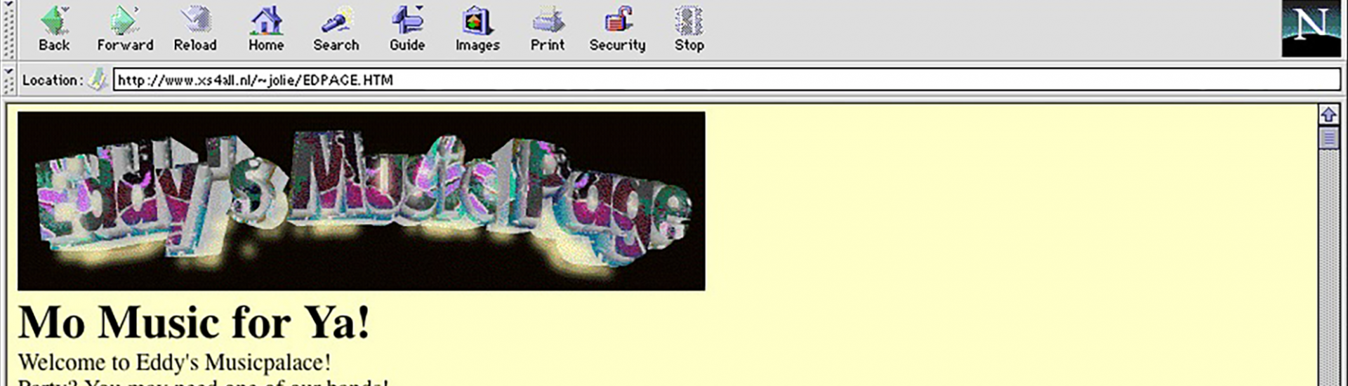Eerste homepage, Jolie, 1995.