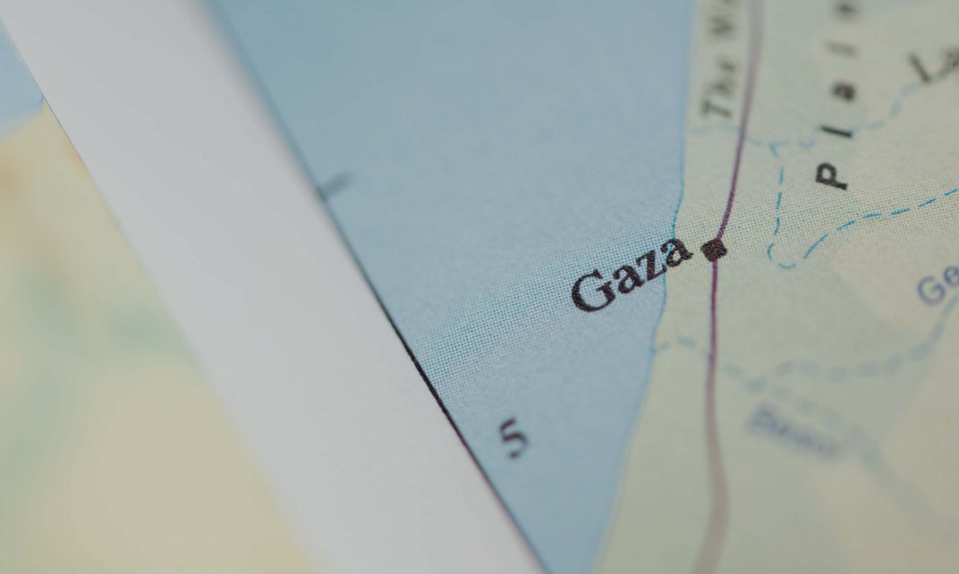 kaart met daarop de aanduiding voor de stad Gaza