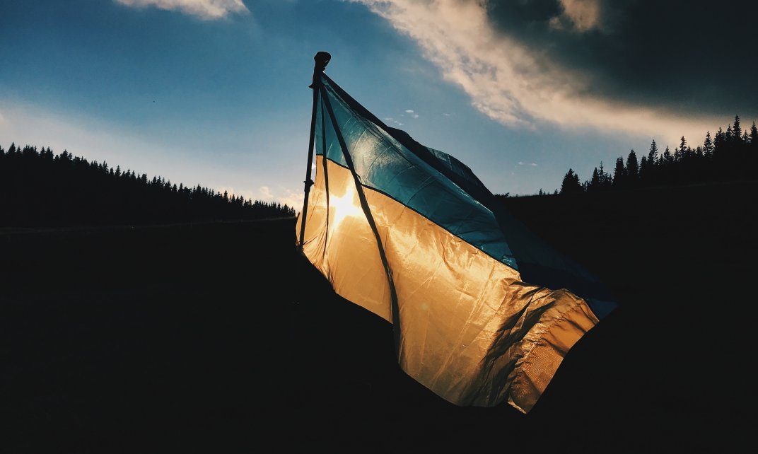 De Oekraïense vlag.