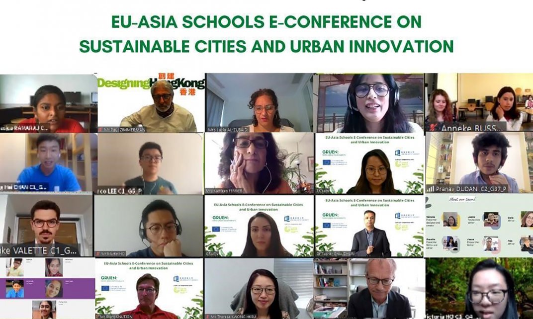 Screenshot van de online conferentie over duurzame steden en stedelijke innovatie. 
