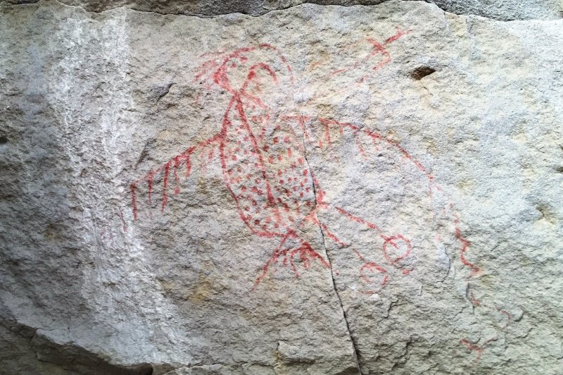 Nearly one metre in length, this pictograph is the largest Thunderbird motif in North America. (© Alberta Parks | whc.unesco.org/en/documents/166270)